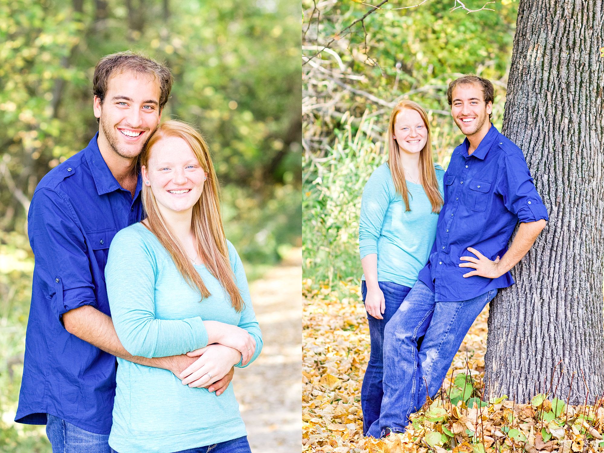 Couple in shades of blue during their Buffalo River State Park Engagement Session