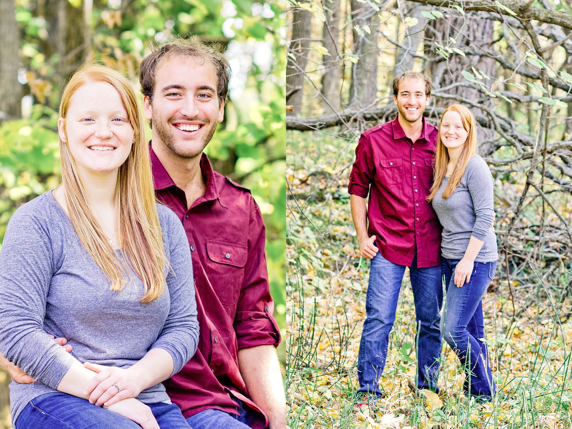 Buffalo River State Park Engagement Session in maroon and grey