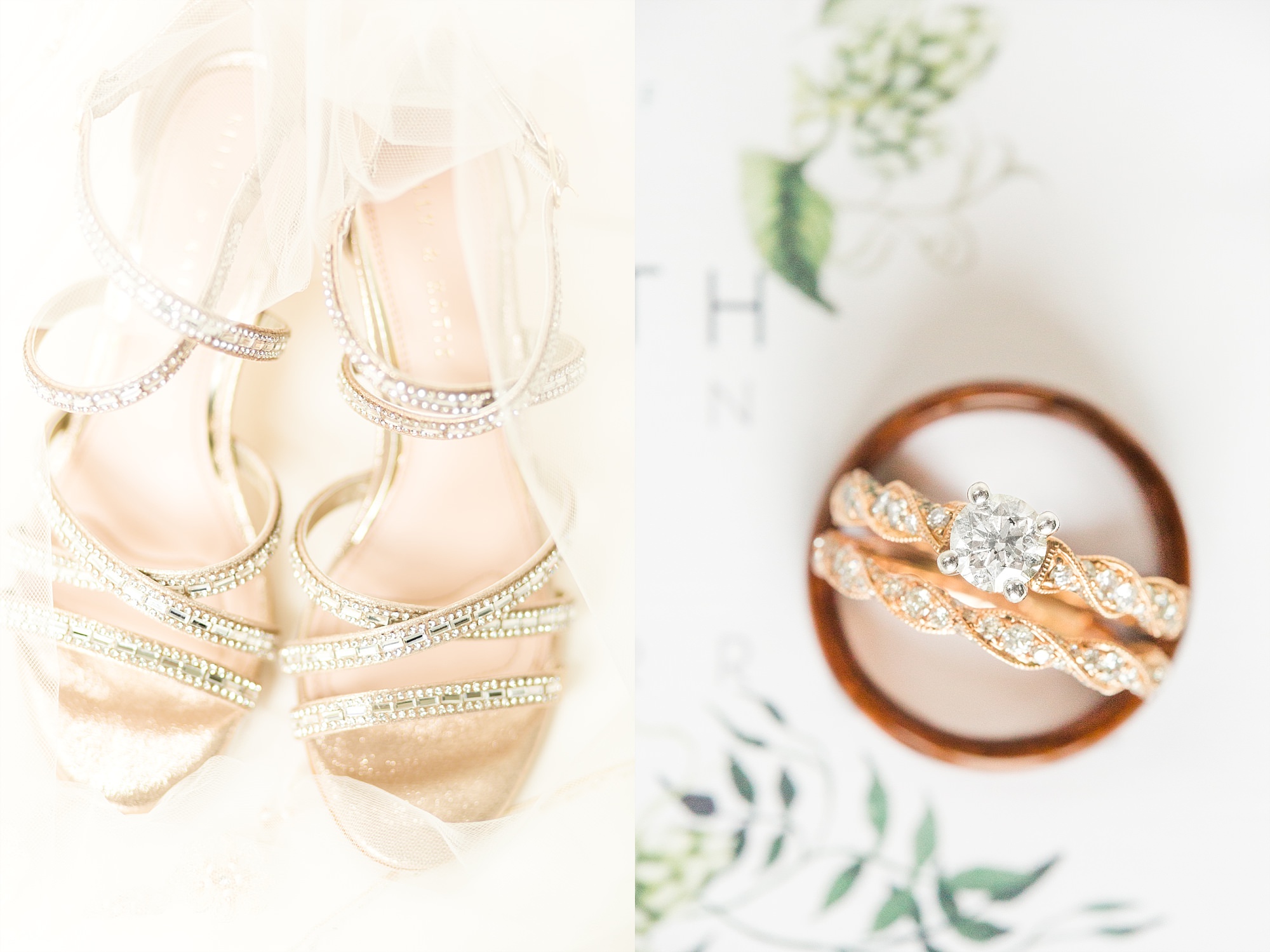 Rose Gold Wedding Details with hints of green